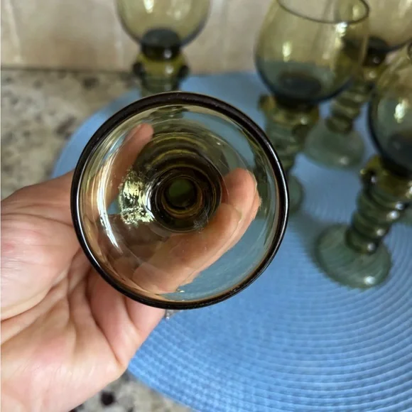 Set of 6 Green Roemer Glass Hand Blown Wine Glasses from Roemer, Germany, 1900s - Picture 4 of 13